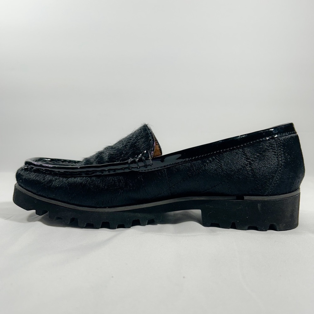 Donald J Pliner Calf Hair Loafers Womens Leather Trim Chunky Heel Shoes Sz 9.5 - Picture 3 of 10